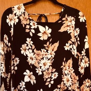 Black Floral Long Sleeve Romper